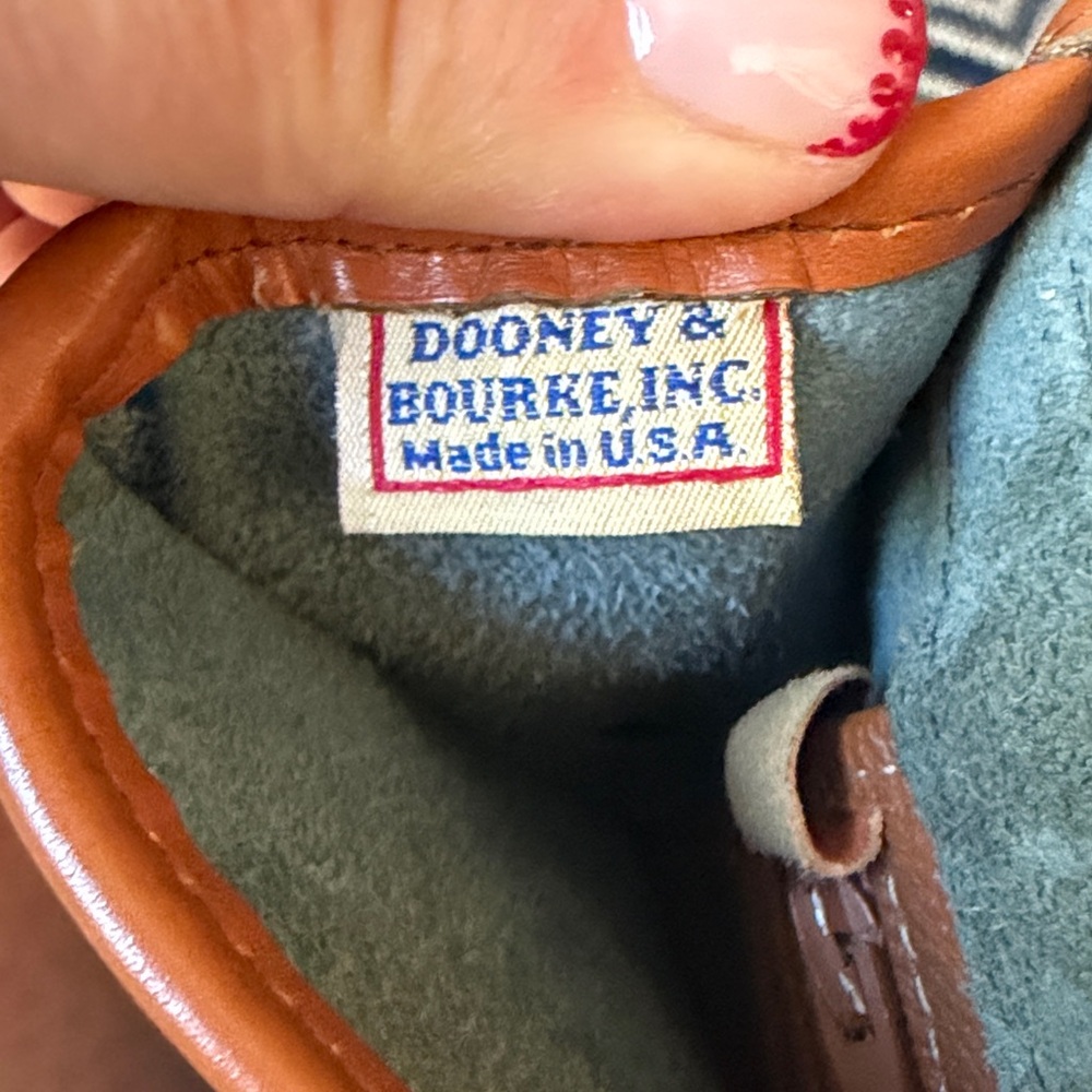 Vintage Dooney & Bourke AWL Carrier Satchel Blue/British Tan Crossbody + Strap - Picture 11 of 13